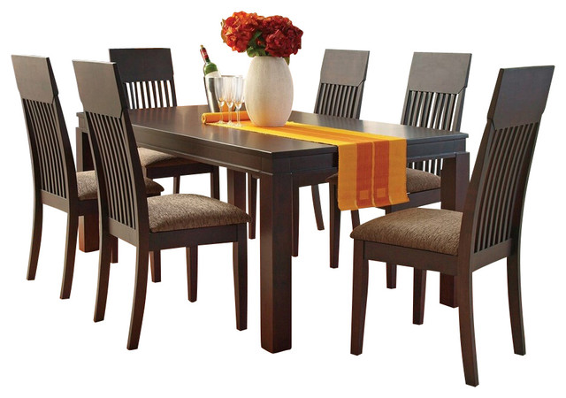 Dining Table Set with Fabric Upholstered Seats  Contemporary  Dining 