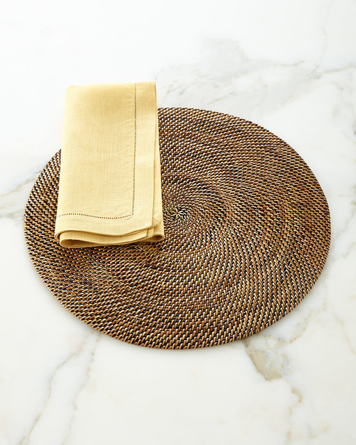 Round Placemats Set of Four BROWN Contemporary Placemats