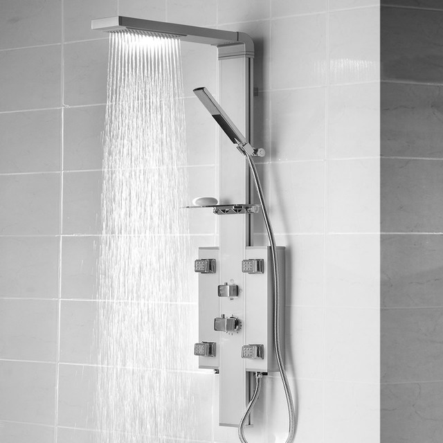 Thermostatic Shower Panel Tower System & Fixed Head 4 Jets Handset and