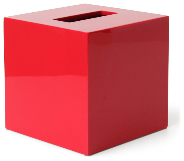 Lacquer Tissue Box, Red Modern Tissue Box Holders by Jonathan Adler