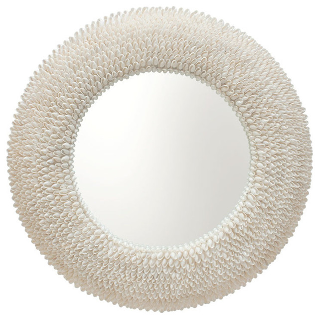 Round Bubble Seashell Wall Mirror Beach Style Mirrors other metro