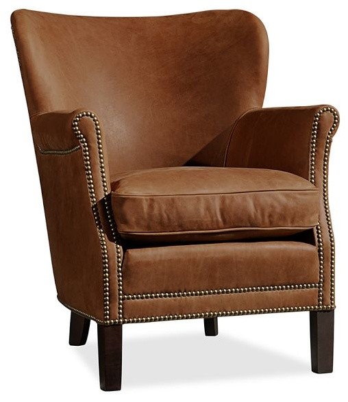 Brixton Leather Armchair, Toffee Contemporary Armchairs And Accent