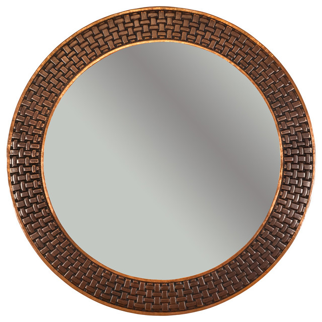 34" Round Copper Mirror with Braid Design Asian Wall Mirrors other metro by Lucido Luxe
