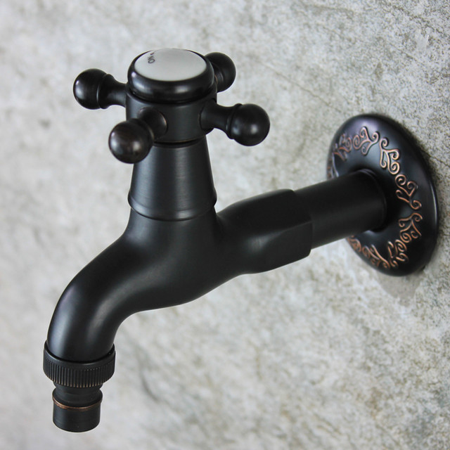 Single Cross Handle Wall Mounted Basin Tap in Oil Rubbe Bronze Finish - Modern - Bathroom ...