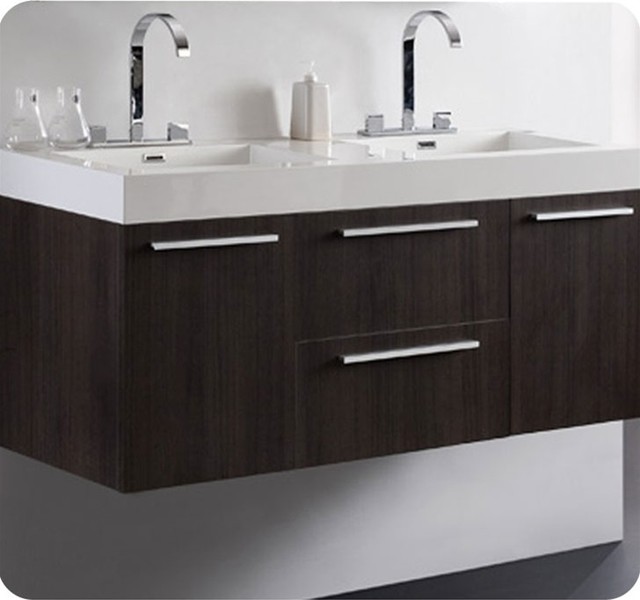 Fresca Opulento Grey Oak Modern Double Sink Bathroom Vanity w/ Medicine