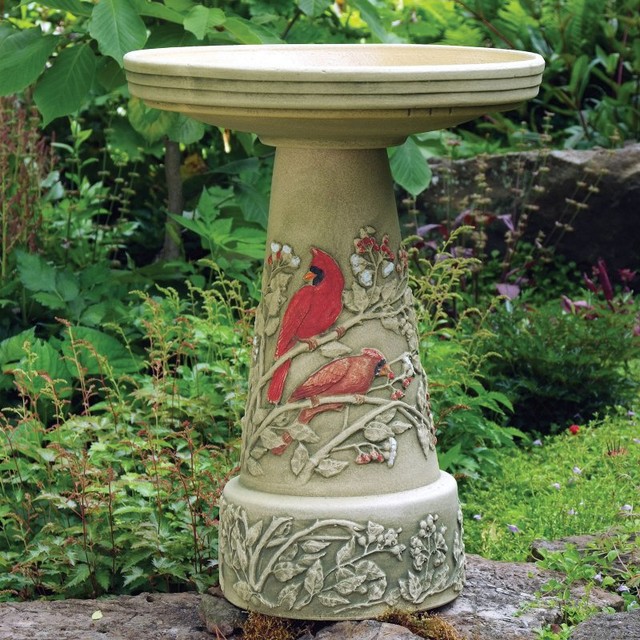burley clay hand painted summer cardinal ceramic bird bath burley clay hand painted summer cardinal ceramic bird bath