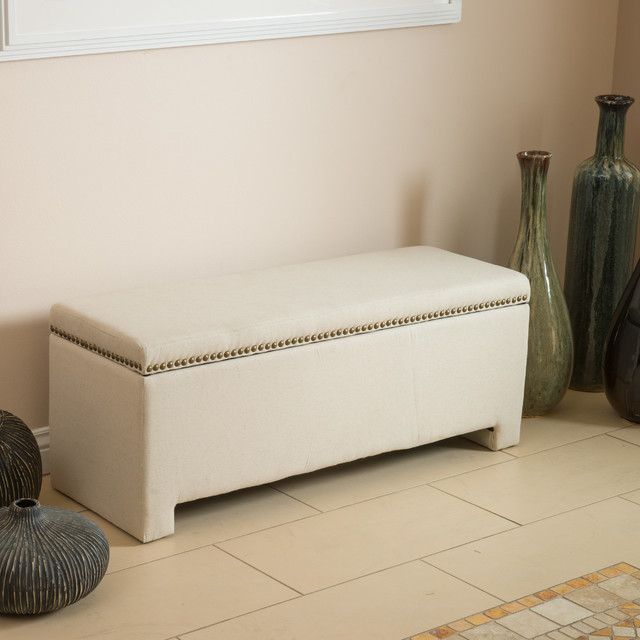 ... Bedroom Space Ft. Fabric Storage Ottoman Bench contemporary-living