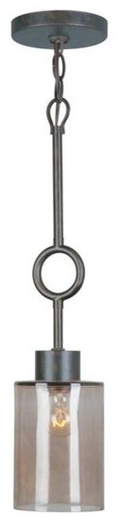 Crystorama 9240-EB-SM Smoked glass mini pendant with handpainted wrought iron pendant-lighting