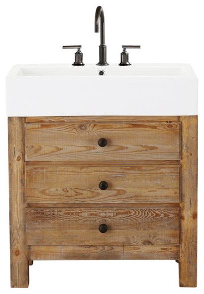 Mason Reclaimed Wood Single Sink Console, Wax Pine Finish 