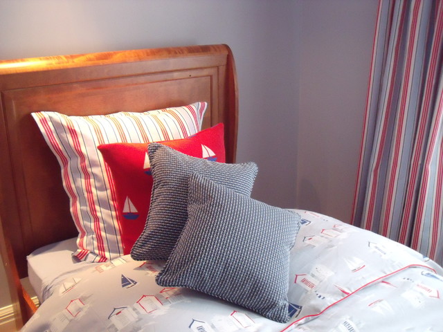 Blue & red boy's room traditional-kids