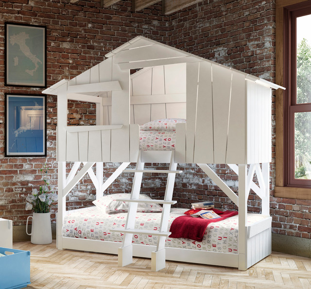 Kids Bedroom Treehouse Bed Bunk Bed Bunkbed - Beach Style - Bunk ...