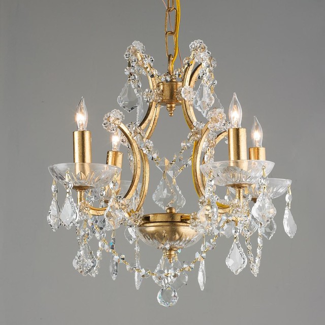 Gold Leaf amp; Crystal Mini Chandelier  Lamp Shades  by Shades of Light