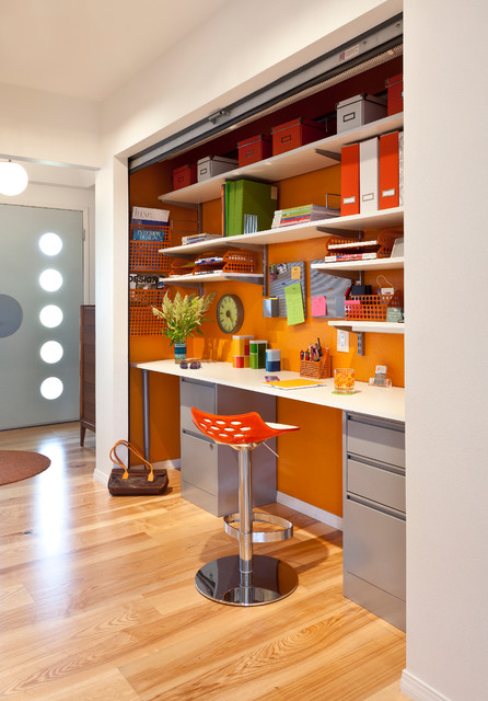 Colorful Mid Century Modern Residence - midcentury - home office ...