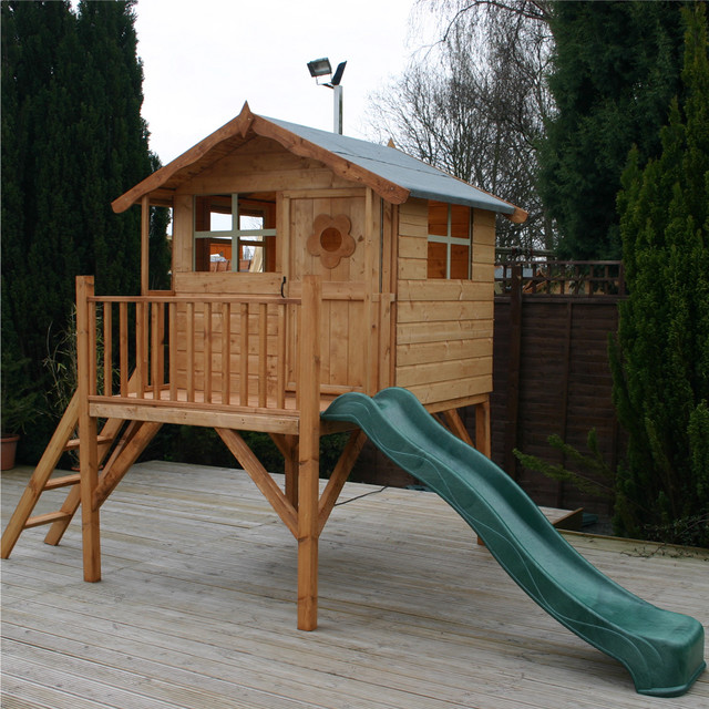 7 x 5 Waltons Honeypot Poppy Tower Wooden Playhouse with Slide Contemporary Kids & Nursery