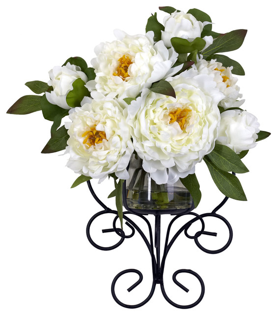 Peony Wall Silk Flower Arrangement Traditional Artificial Flowers