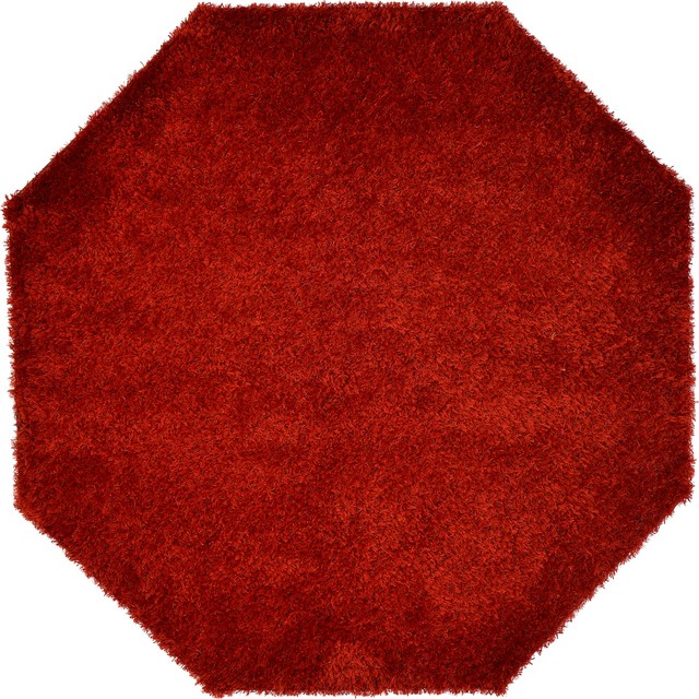 8' x 8' 1 Luxe Solid Shag Octagon Rug SKU 22161810 Contemporary Rugs by eSaleRugs