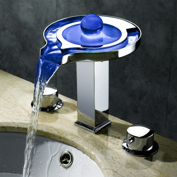 Waterfall LED Widespread Bath Sink Faucet - Modern - Bathroom Faucets ...