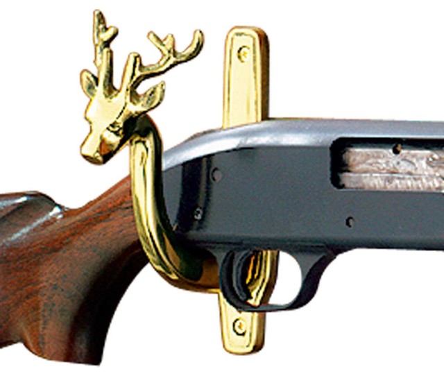 Hooks Bright Brass Deer Pair Hook Gun Rest Rustic Wall Hooks by