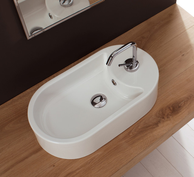 ... Shaped Above Counter Vessel Ceramic Sink contemporary-bathroom-sinks
