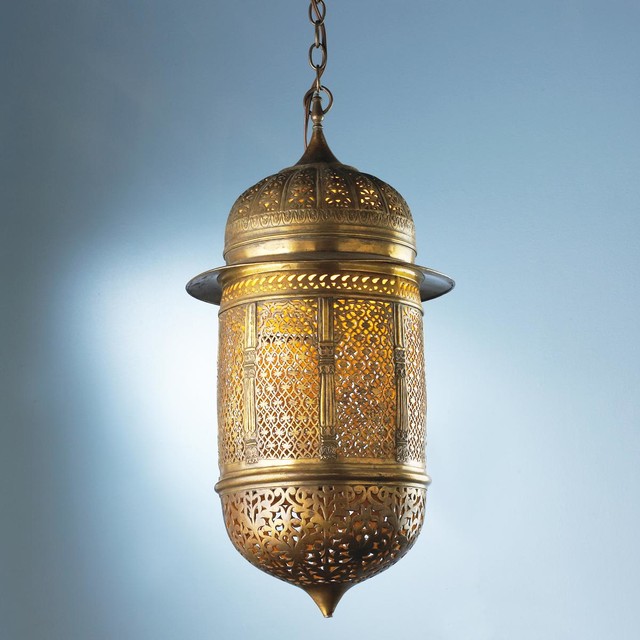 Vintage Moroccan Pierced Golden Brass Lantern - Lamp Shades - by Shades of Light
