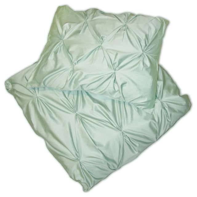 400 Thread Count Seafoam Green Pintuck Duvet Cover, Valencia