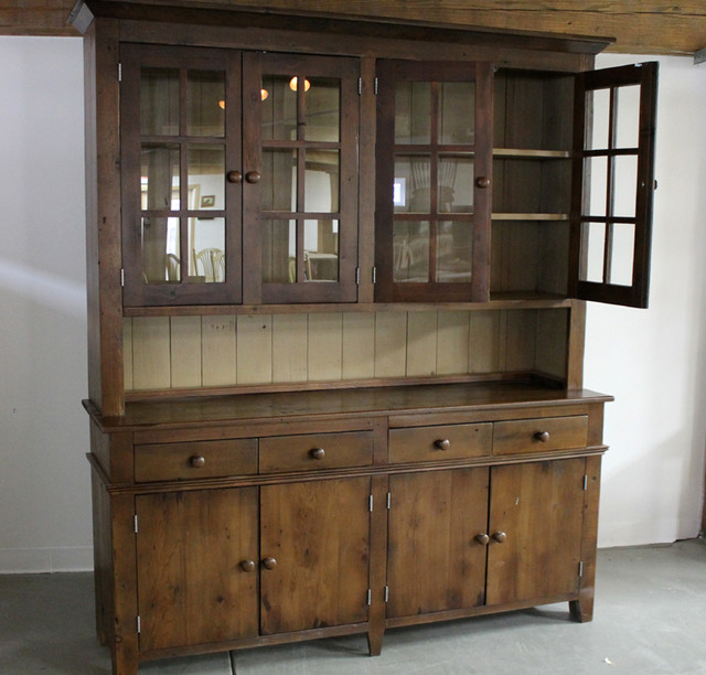 Large Reclaimed Wood Hutch - Traditional - China Cabinets 