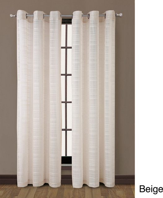 Clinton Grommet Top Stripe 84inch Curtain Panel Contemporary