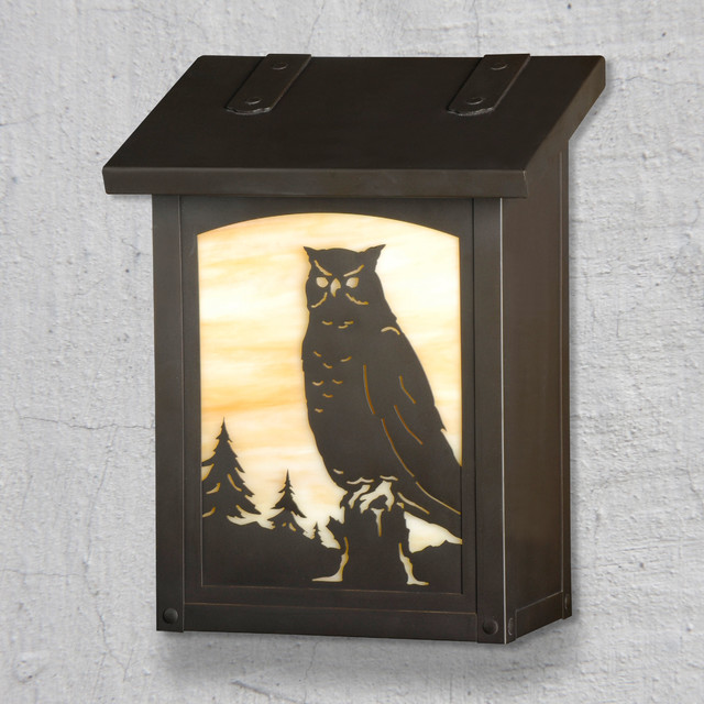 Great Horned Owl Vertical Wall Mounted Mailbox Traditional Mailboxes orange county by