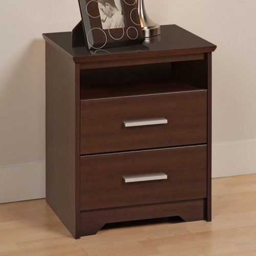 Coal Harbor 2 Drawer Tall Nightstand with Open Shelf Espresso