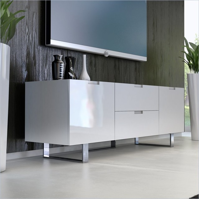 ModLoft Eldridge 59" Entertainment Unit in White Lacquer Modern