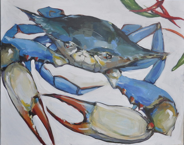 "Blue Crab" Painting - Beach Style - Paintings - by Anya Lincoln Fine Art