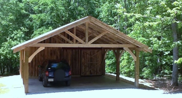 Timber Frame Carport/Workshop - Rustic - Garage And Shed ...