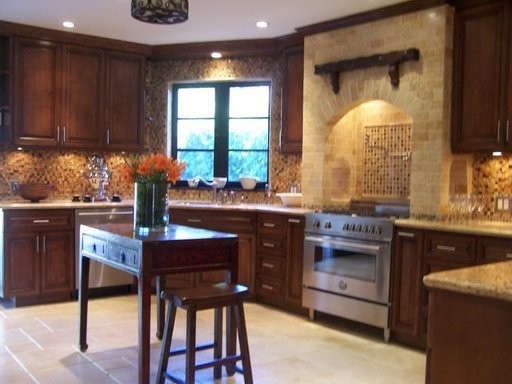 New construction spanish style house kitchen staging