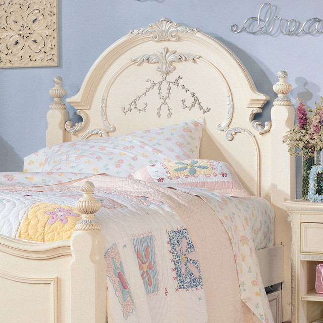 Jessica McClintock Antique White Twin Panel Headboard Traditional