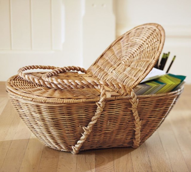 Jacquelyne Picnic Basket Traditional Picnic Baskets by Pottery Barn