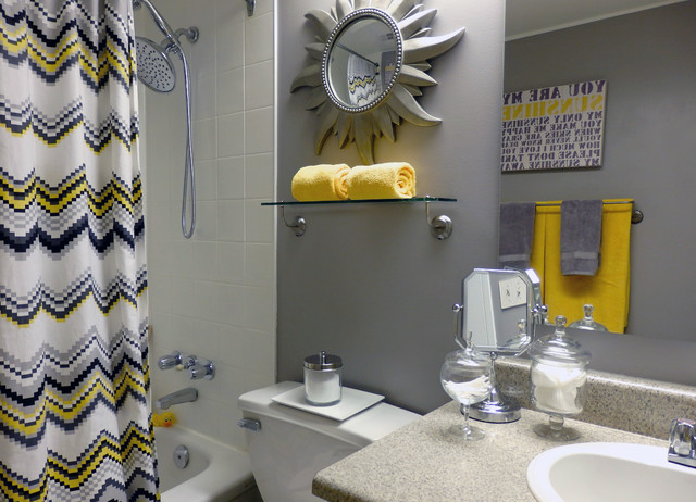 Grey and Yellow Bathroom - Contemporary - Bathroom ...