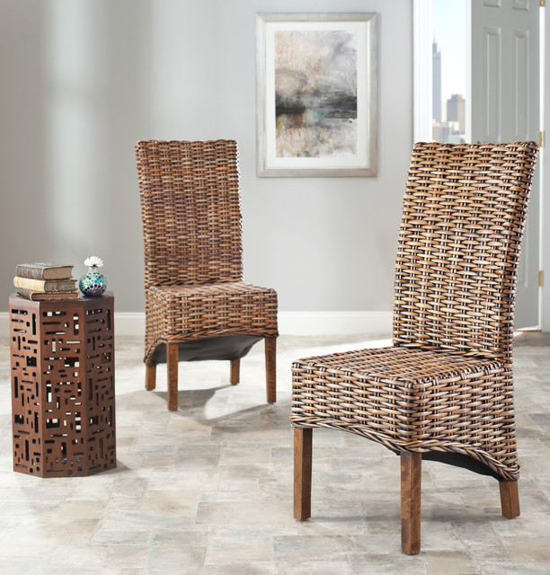 St Thomas Isla Indoor Wicker Brown High Back Side Chairs (Set of 2 ...