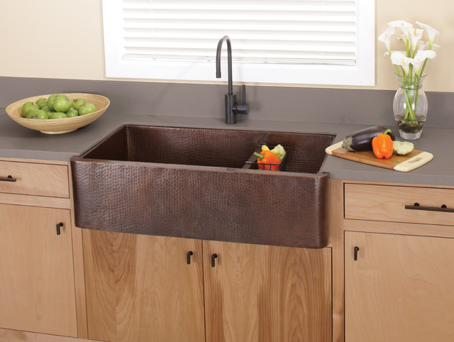 Farmhouse Duet Pro Copper Kitchen Sink In Antique By Native Trails