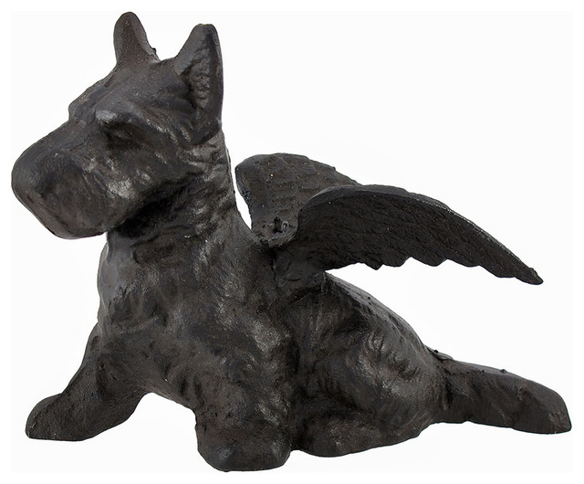 Cast Iron Scottish Terrier Scottie Dog Angel with Wings Contemporary