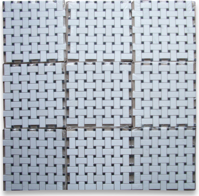 thassos white 1 x 2 basketweave mosaic tile w black dots thassos white 1 x 2 basketweave mosaic tile w black dots