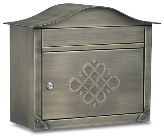Peninsula Locking Wall Mount Mailbox, Antique Brass Traditional Mailboxes by Architectural