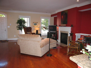 Image Painting Sitting Area Fireplace Red Accent Wall - eclectic ...