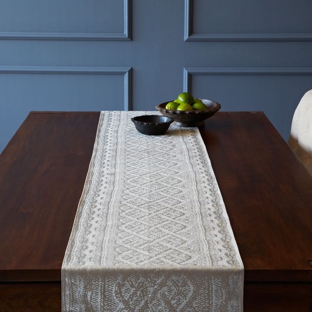 Metallic Cable Knit Runner Contemporary Table Runners by West Elm