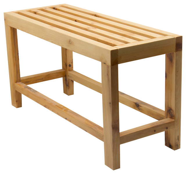 Slatted Wood Sitting Bench Contemporary Shower Benches & Seats by