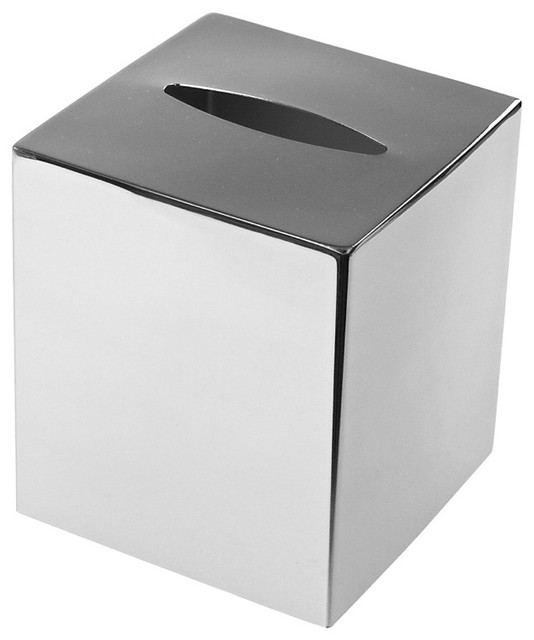 Modern Square Polished Chrome Tissue Box Cover Contemporary Tissue