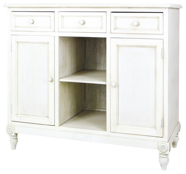 Coastal Brookfield White Antique Chic Accent Sideboard Traditional