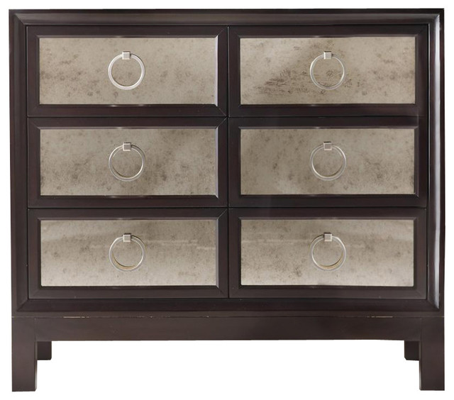 Six Drawer Mirrored Front Chest Transitional Dressers by Benjamin