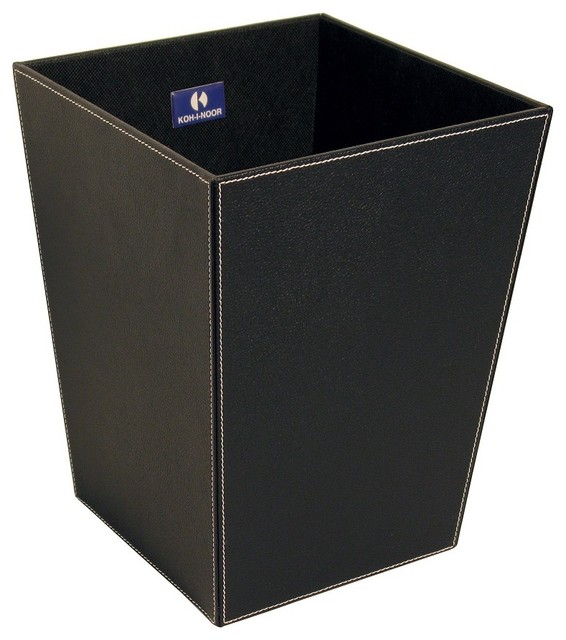 Ecopelle 2603BK Waste Basket, Black Contemporary Wastebaskets by