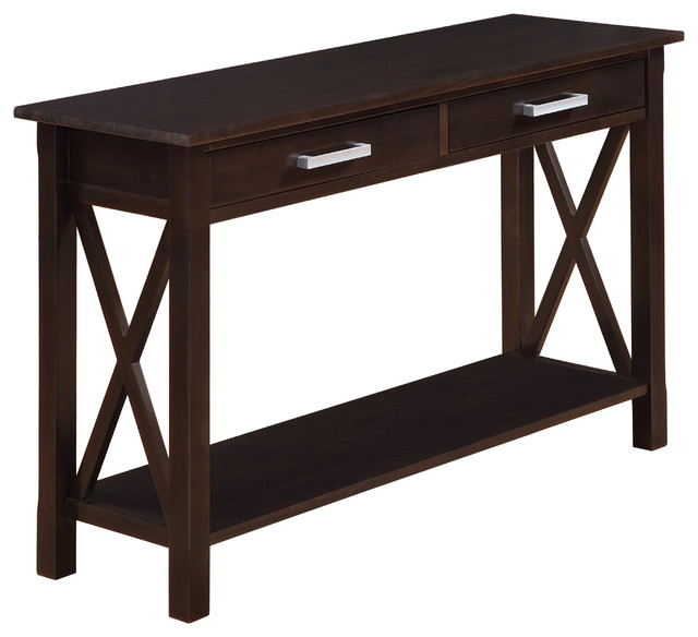 Kitchener 48 inch wide Console Table in Dark Walnut Brown Contemporary Side Tables And End