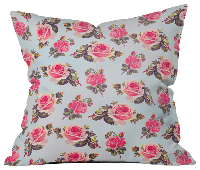 Allyson Johnson Pink Roses Throw Pillow - Farmhouse - Decorative Pillows - by DENY Designs